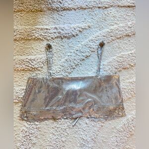 Silver Sequin Crop Top